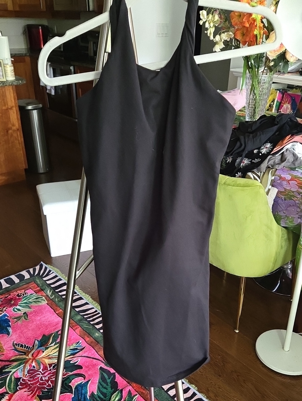 aerie Black Midi Slip Dress with Thin Straps